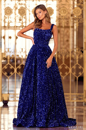 sherri hill blue sequin prom dress SHERRI HILL - 57138