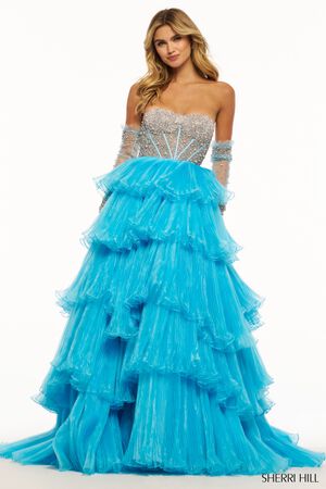 Sherri Hill 55648 prom dress images.  Sherri Hill 55648 is available in these colors: Black, Red, Ivory, Rose, Blue, Periwinkle.