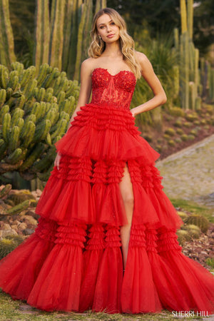 Sherri Hill 55682 prom dress images.  Sherri Hill 55682 is available in these colors: Hot Pink, Ivory, Light Pink, Light Blue, Red, Black, Magenta, Lilac,.