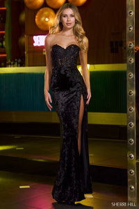 Sherri Hill 55709 formal dress images.  Sherri Hill 55709 is available in these colors: Black.