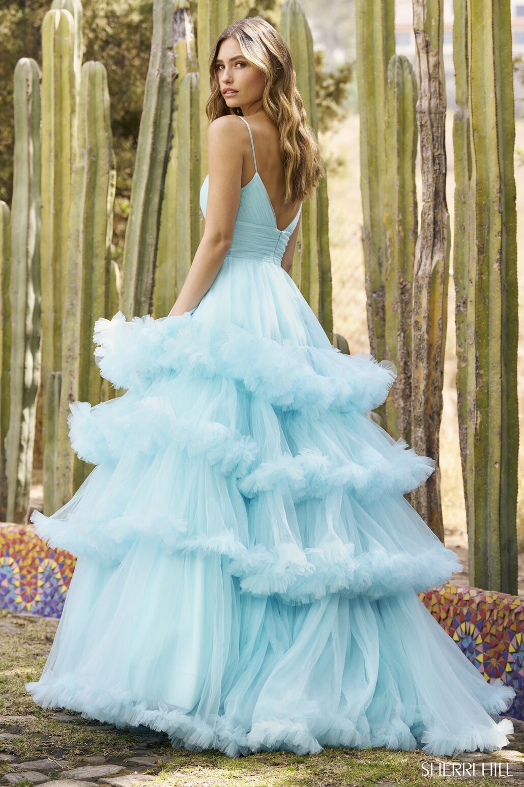 Sherri Hill 55769 prom dress images.  Sherri Hill 55769 is available in these colors: Aqua, Black, Red, Ivory.