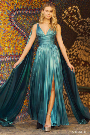 Sherri Hill 55780 prom dress images.  Sherri Hill 55780 is available in these colors: Malachite Blue.