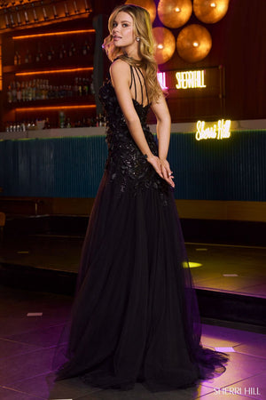 Sherri Hill 55796 prom dress images.  Sherri Hill 55796 is available in these colors: Black, Red.