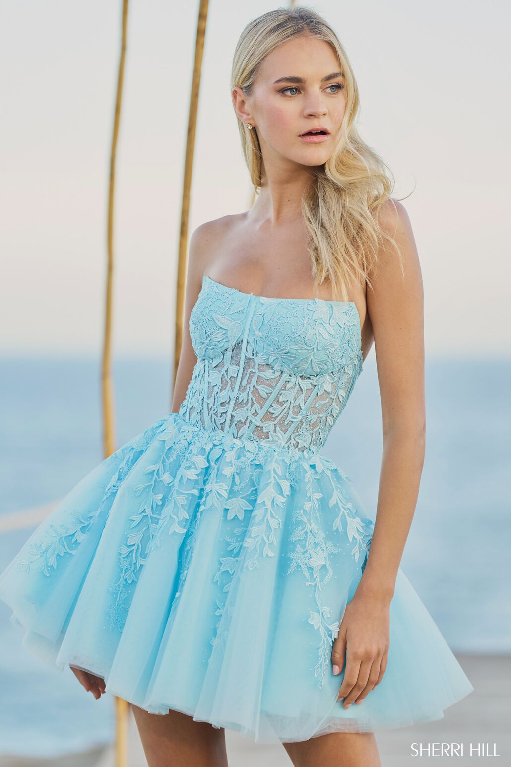 Sherri Hill 55833 formal dress images.  Sherri Hill 55833 is available in these colors: Bright Pink, Ivory, Magenta, Royal, Black, Periwinkle, Light Blue, Ivory Nude, Lilac, Red, Black Nude.