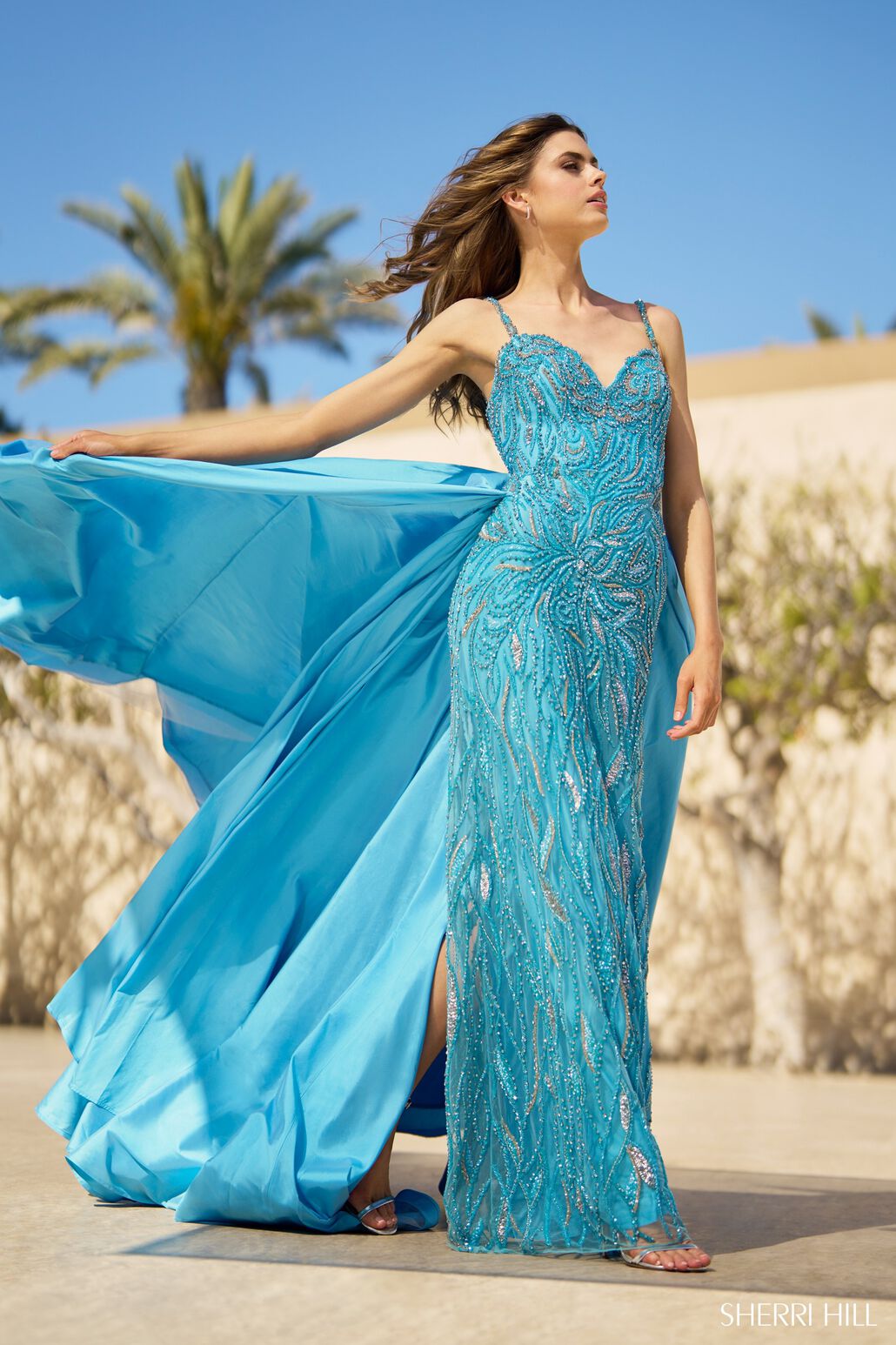 Sherri Hill 55935 formal dress images.  Sherri Hill 55935 is available in these colors: Turquoise.