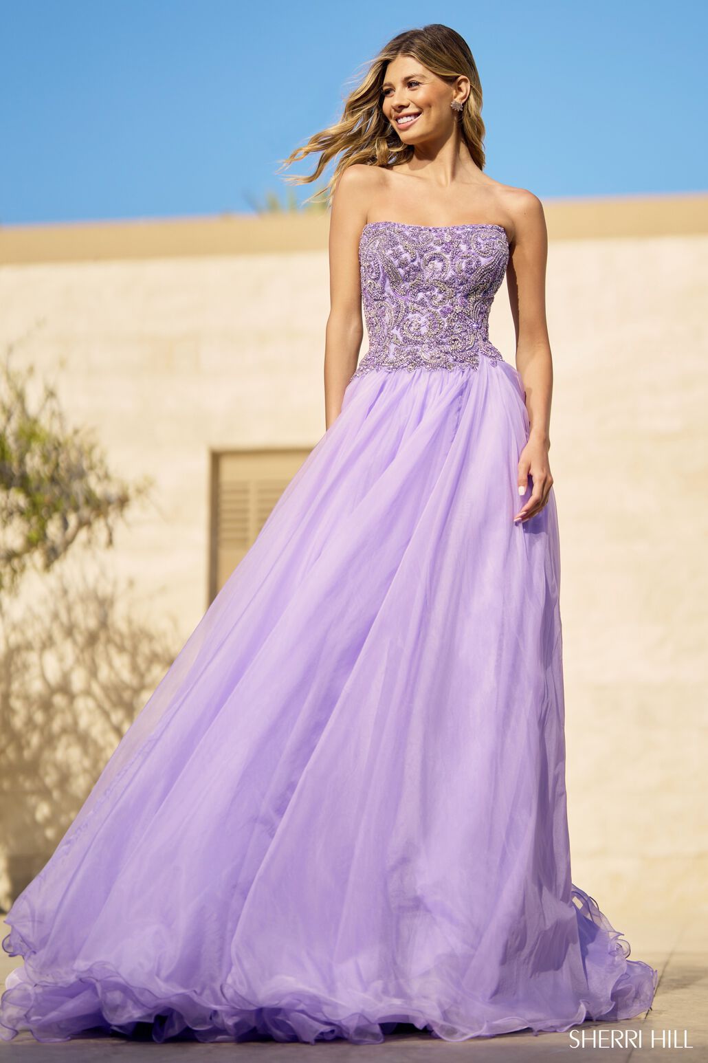 Sherri Hill 55947 prom dress images.  Sherri Hill 55947 is available in these colors: Lilac.