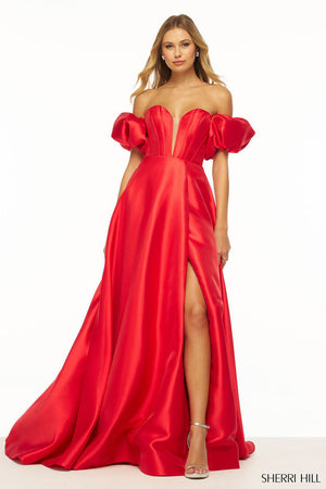 sherri hill red silk dress 55216 Sherri Hill