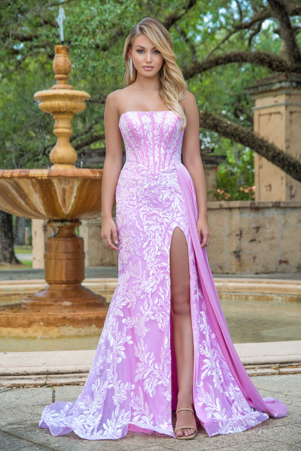 Ava Presley 28291 prom dresses images. Style 28291 by Ava Presley is available in these colors: Iridescent Light Blue, Iridescent Light Pink.