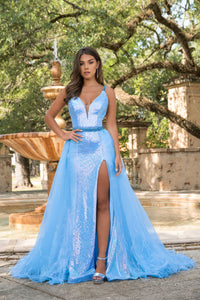 Ava Presley 28572 prom dresses images. Style 28572 by Ava Presley is available in these colors: Powder Blue, Iridescent White.