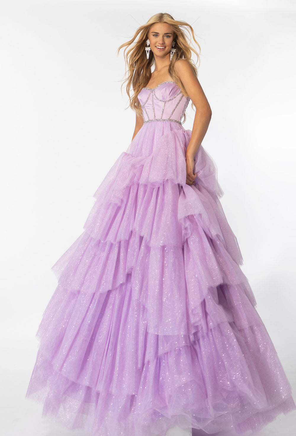 Ava Presley 28592 prom dresses images. Style 28592 by Ava Presley is available in these colors: Lilac, Black White.
