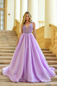 Ava Presley 38342 prom dresses images. Style 38342 by Ava Presley is available in these colors: Lilac, White, Ice Blue, Periwinkle.