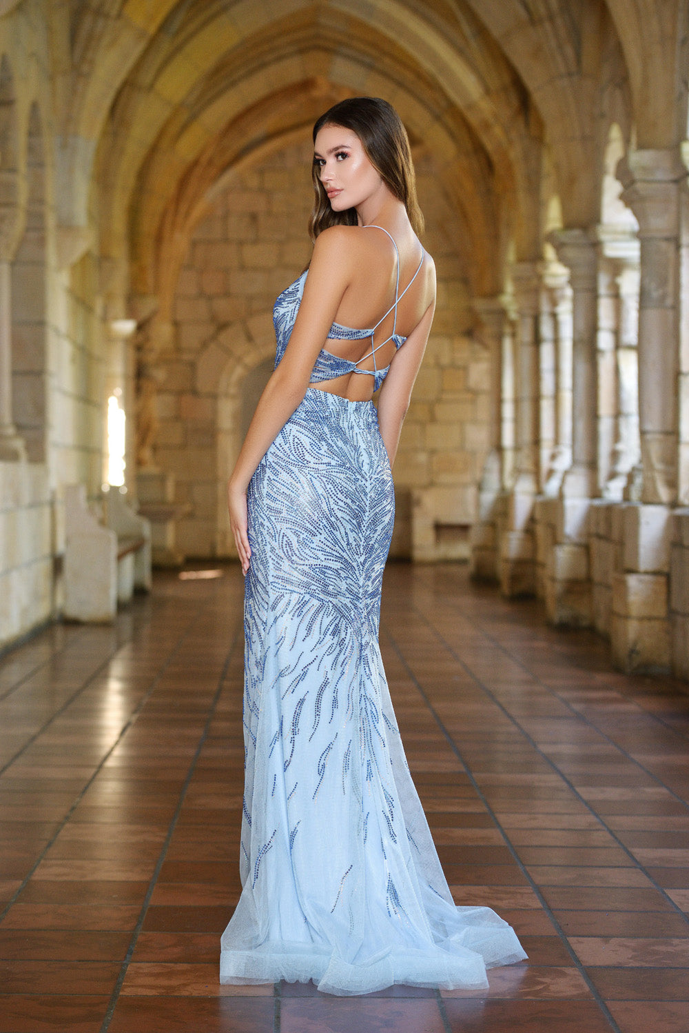Ava Presley 38849 prom dress images. Style 38849 by Ava Presley is available in these colors: Light Blue.