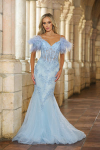 Ava Presley 38862 prom dress images. Style 38862 by Ava Presley is available in these colors: Light Blue, Black.