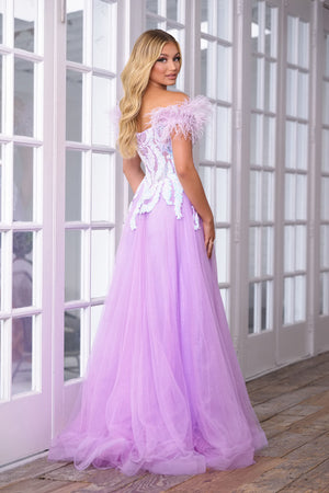 Ava Presley 39213 prom dresses images. Style 39213 by Ava Presley is available in these colors: Iridescent Lilac, Iridescent Light Blue.