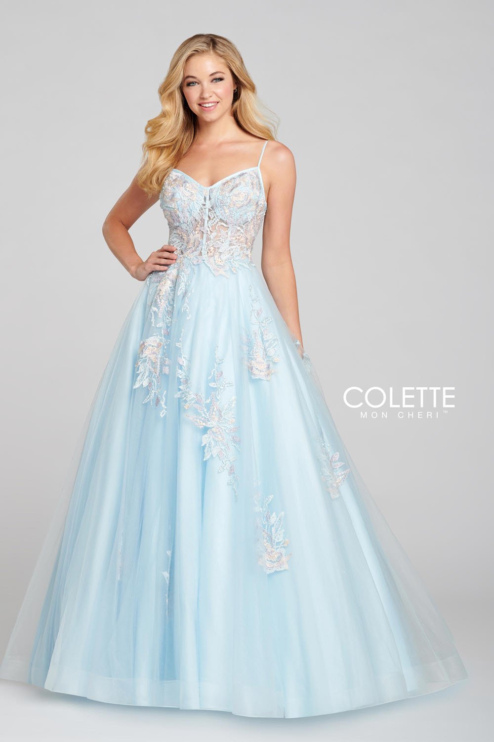 Colette CL12123 dress images in these colors: Sky Multi, Pink Multi, Lilac Multi.