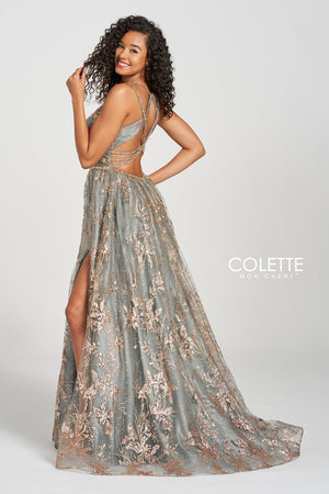 Colette CL12218 Gold Pewter prom dresses.  Gold Pewter prom dresses image by Colette.