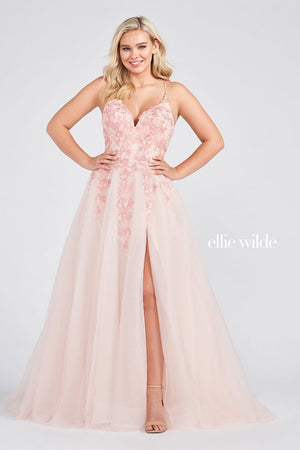 Ellie Wilde Blush EW122014 Prom Dress Image.  Blush formal dress.