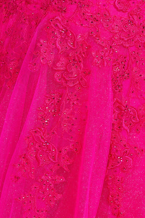 Ellie Wilde Fuchsia EW122014 Prom Dress Image.  Fuchsia formal dress.