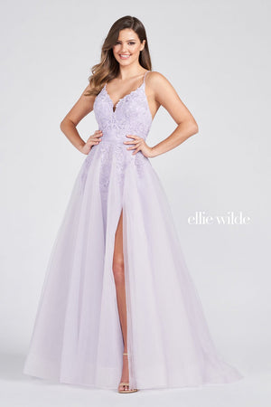 Ellie Wilde Lilac EW122014 Prom Dress Image.  Lilac formal dress.