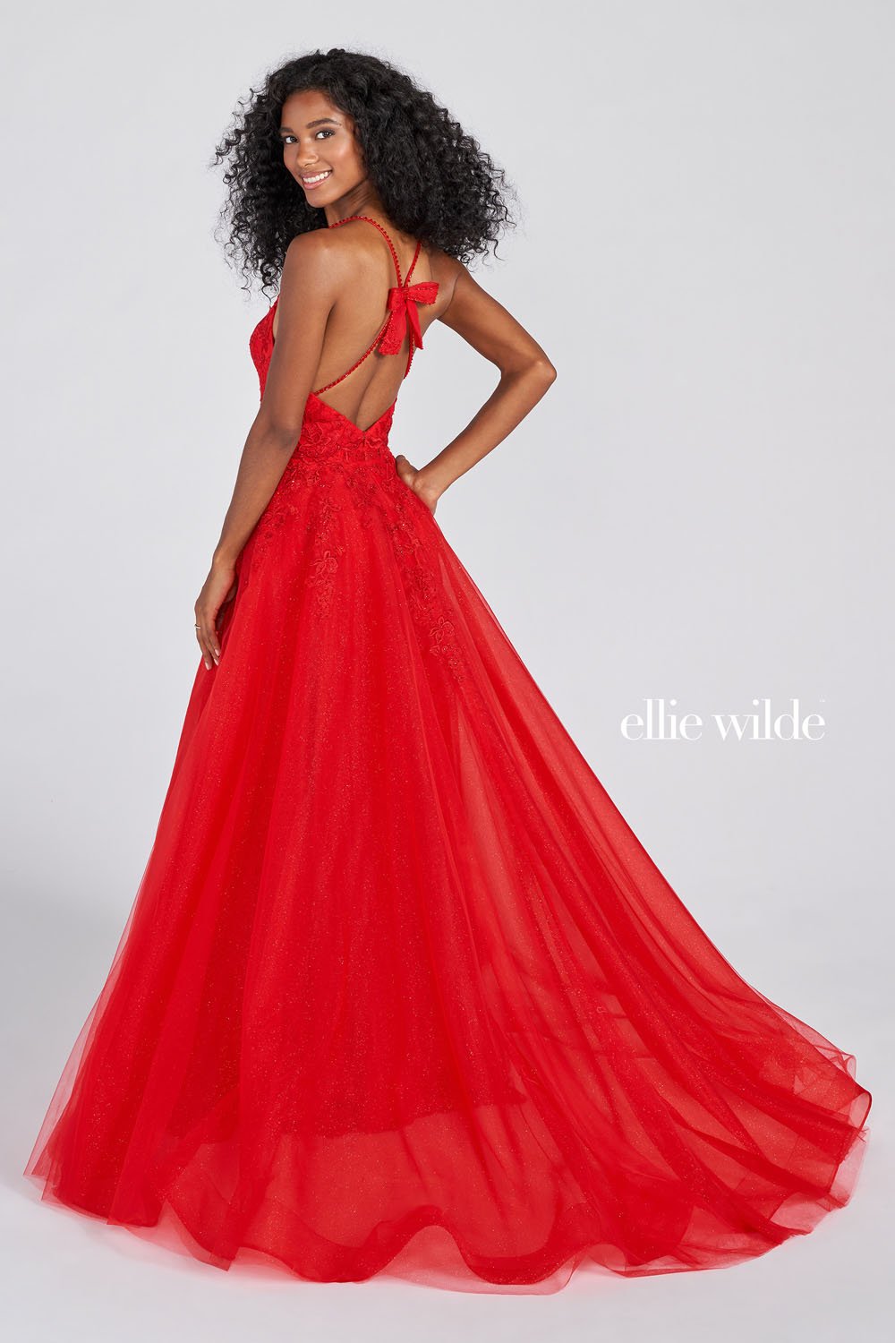 Ellie Wilde Red EW122014 Prom Dress Image.  Red formal dress.