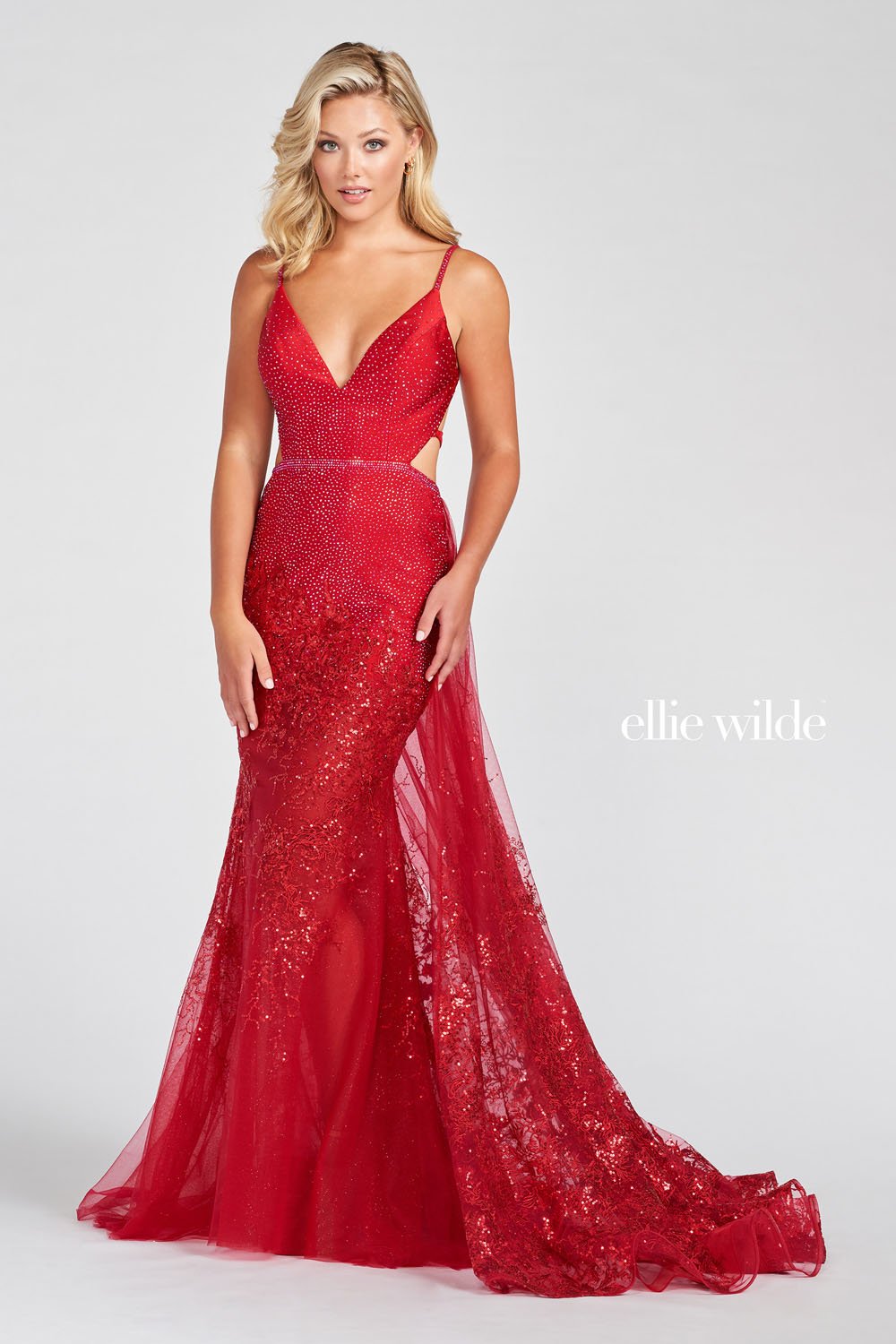 Ellie Wilde Ruby EW122023 Prom Dress Image.  Ruby formal dress.