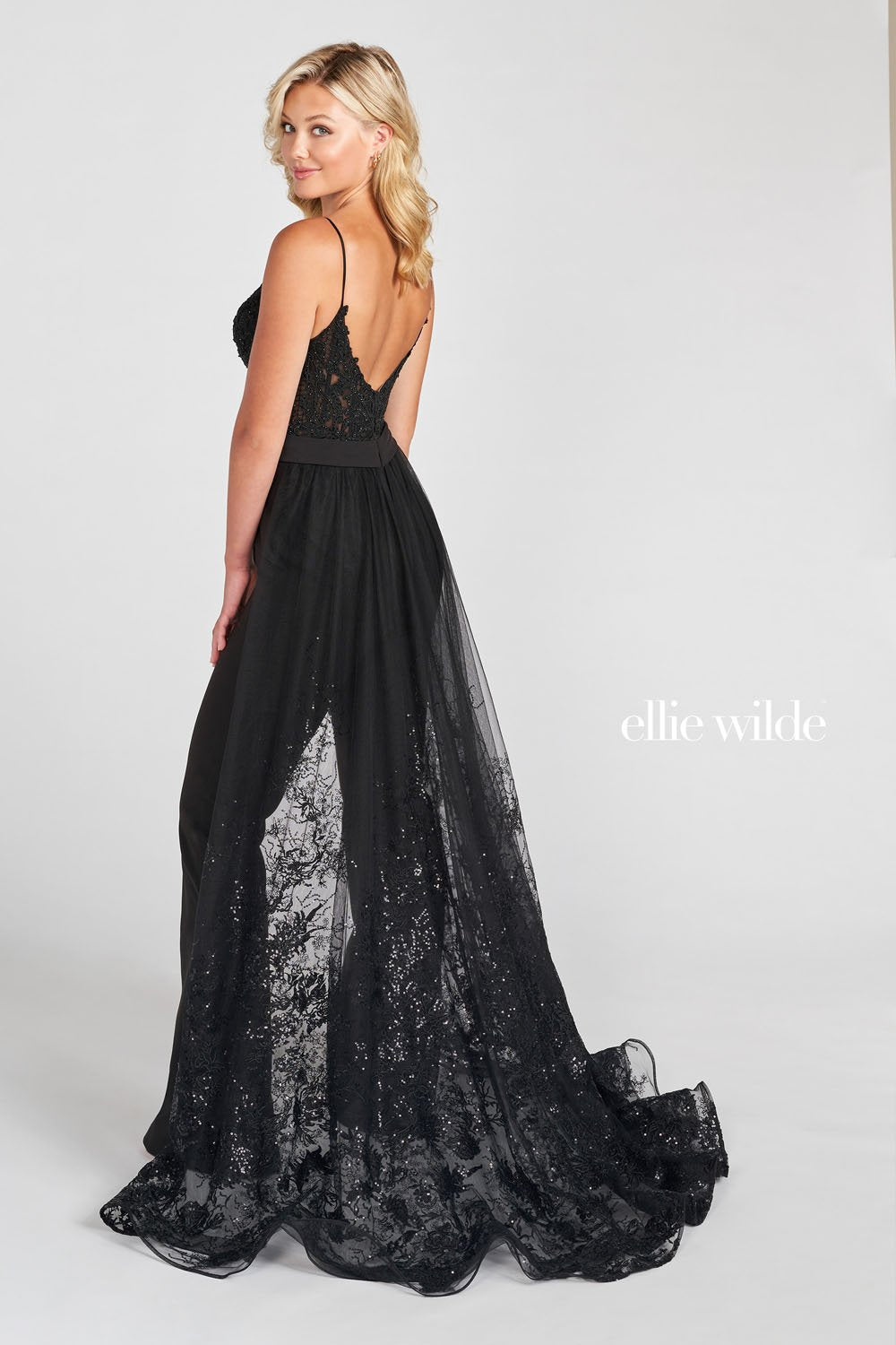 ellie wilde black prom dress Lace Appliqu Ball Gown Prom Dress