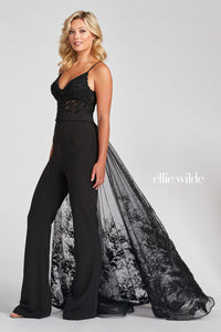 Ellie Wilde Black EW122024 Prom Dress Image.  Black formal dress.