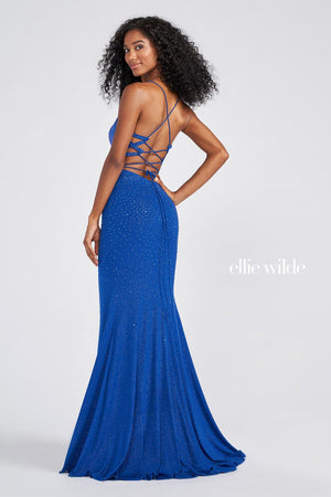Ellie Wilde Royal Blue EW122033 Prom Dress Image.  Royal Blue formal dress.