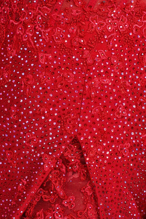 Ellie Wilde Ruby EW122044 Prom Dress Image.  Ruby formal dress.