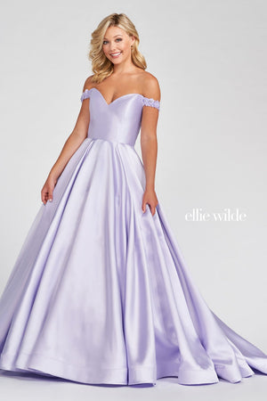 Ellie Wilde Lilac EW122050 Prom Dress Image.  Lilac formal dress.