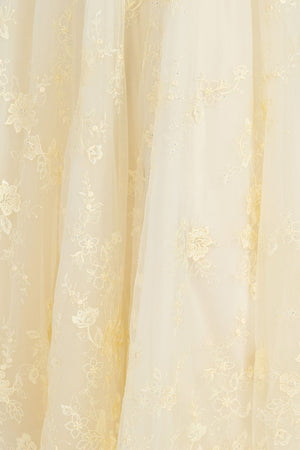Ellie Wilde Light Yellow EW122053 Prom Dress Image.  Light Yellow formal dress.