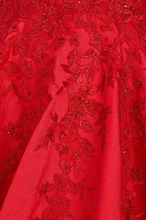 Ellie Wilde Red EW122074 Prom Dress Image.  Red formal dress.