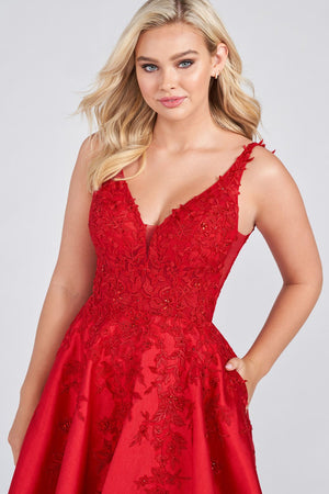 Ellie Wilde Red EW122074 Prom Dress Image.  Red formal dress.