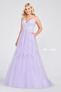 Ellie Wilde Lavender EW122084 Prom Dress Image.  Lavender formal dress.