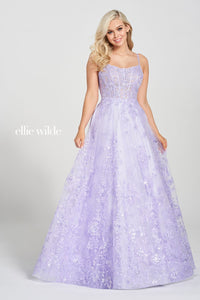 Ellie Wilde Lavender EW122109 Prom Dress Image.  Lavender formal dress.