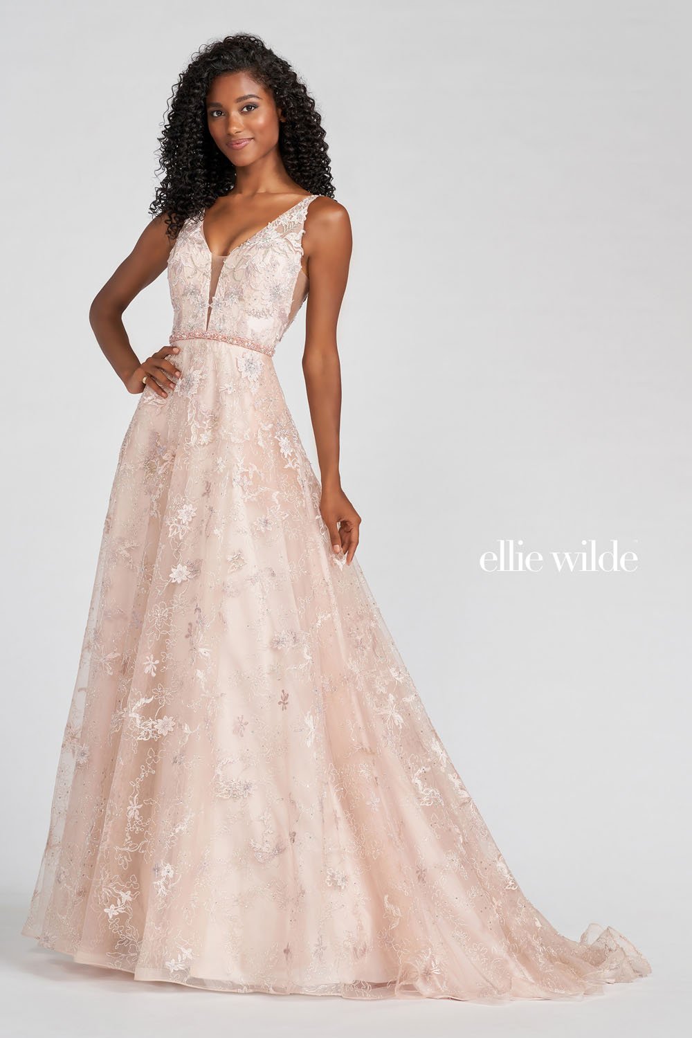 Ellie Wilde Dusty Rose Multi EW122114 Prom Dress Image.  Dusty Rose Multi formal dress.