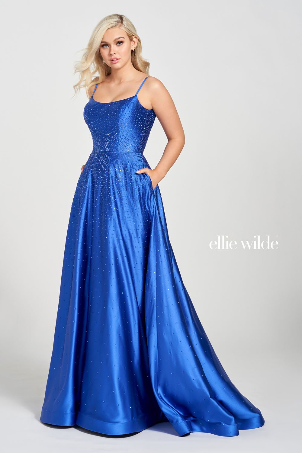 Ellie Wilde Royal Blue EW122119 Prom Dress Image.  Royal Blue formal dress.