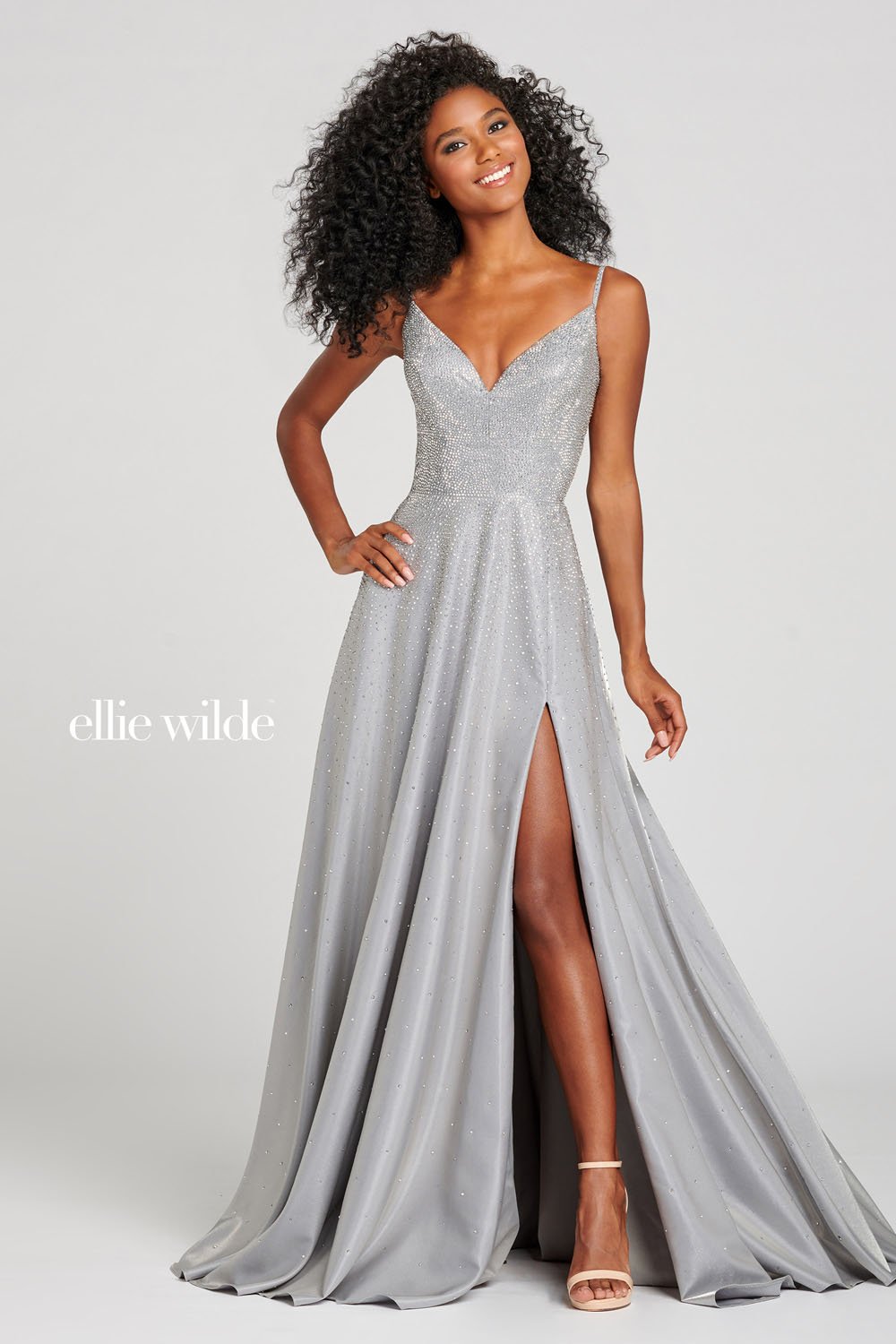 Ellie Wilde EW121001 dress images in these colors: Silver, Black, Ruby, Pink Lemonade, Sapphire.
