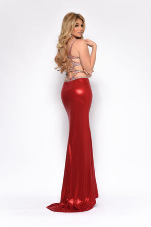 Jasz Couture 7147 dress images in these colors: Black, Red.