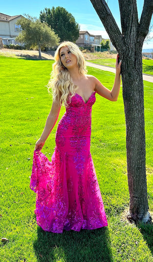 Jasz Couture 7403 prom dress images.  Jasz Couture 7403 is available in these colors: Black Multi, Fuchsia, Pink, Purple, Slate.