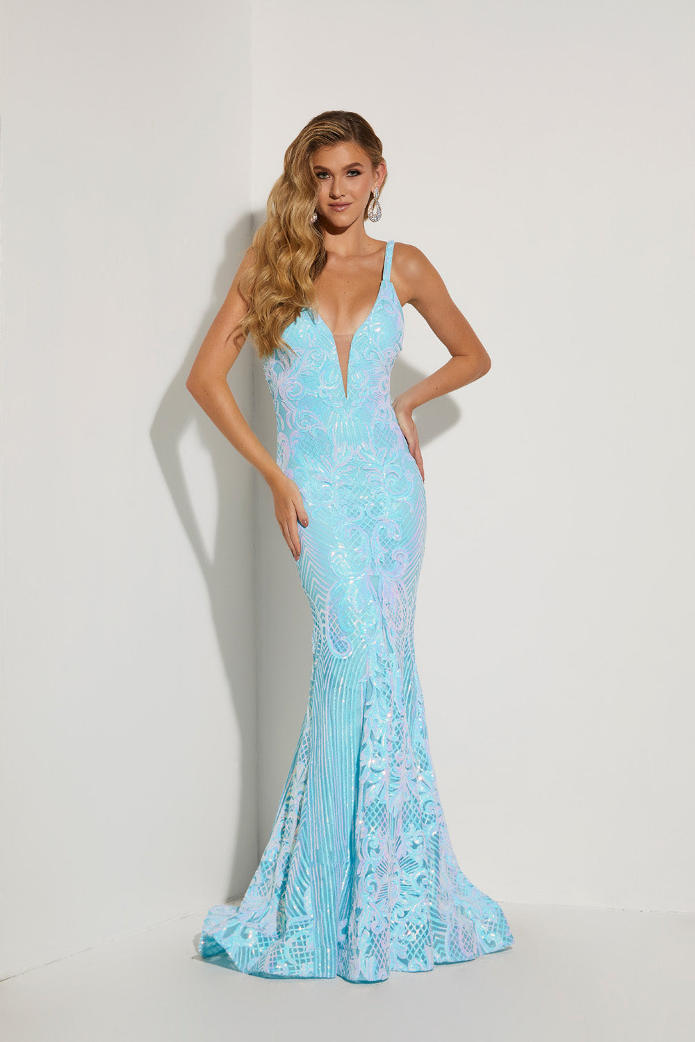 Jasz Couture 7432 prom dress images.  Jasz Couture 7432 is available in these colors:  Aqua, Black Gunmetal,    Hot Pink, Orange, Yellow.