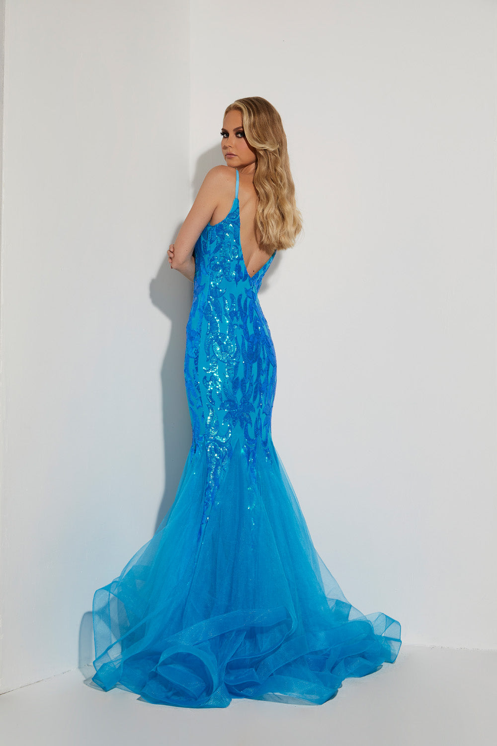 Jasz Couture 7443 prom dress images.  Jasz Couture 7443 is available in these colors: Fuchsia, Ocean Blue, Pink, Orange, Sky Blue, Yellow, Black Silver.