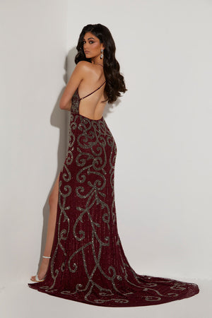 Jasz Couture 7446 prom dress images.  Jasz Couture 7446 is available in these colors: Burgundy, Nude.