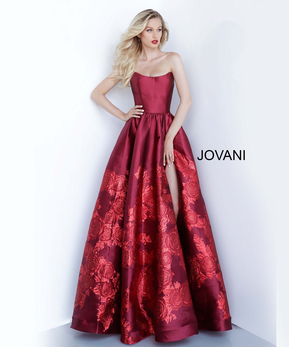 Jovani 02038 dress images in these colors: Green, Purple, Red.