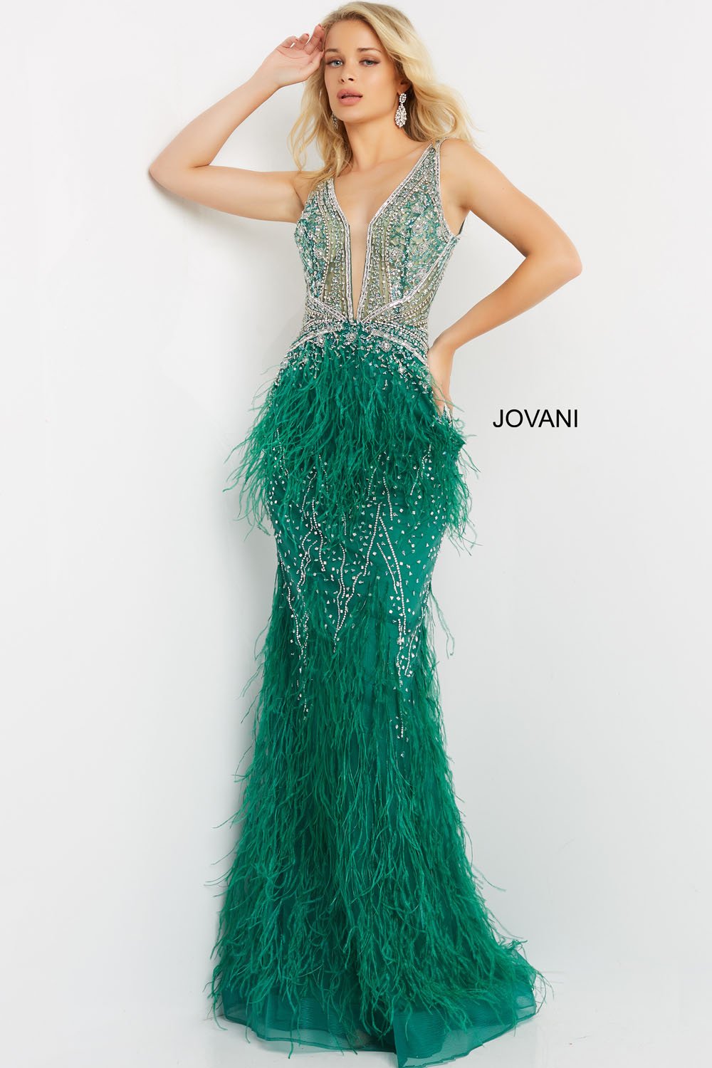 Jovani 03023 prom dress images.  Jovani 03023 is available in these colors: Black, Blush, Emerald, Light Blue, Lilac, Off White, Orange.