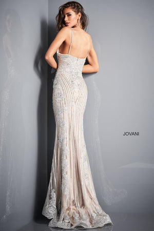 Jovani 05752 dress images in these colors: Silver Nude.