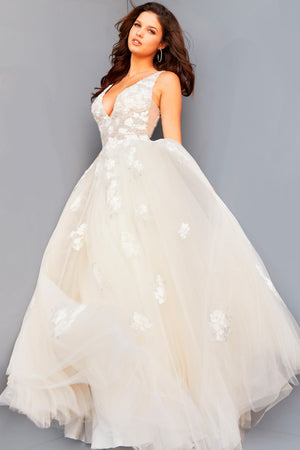 Jovani 06286 Cream prom dress images.  Jovani style 06286 is available in these colors: Cream, Light Blue, Red.