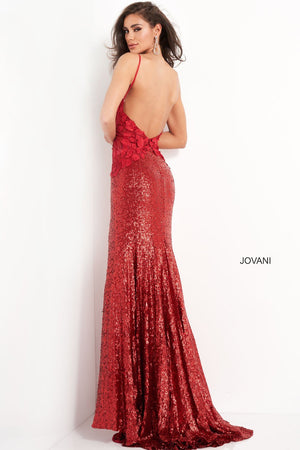 Jovani 06426 dress images in these colors: Red, Light Blue. Cream.