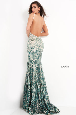 Jovani 06450 dress images in these colors: Silver Green, Silver Cafe.