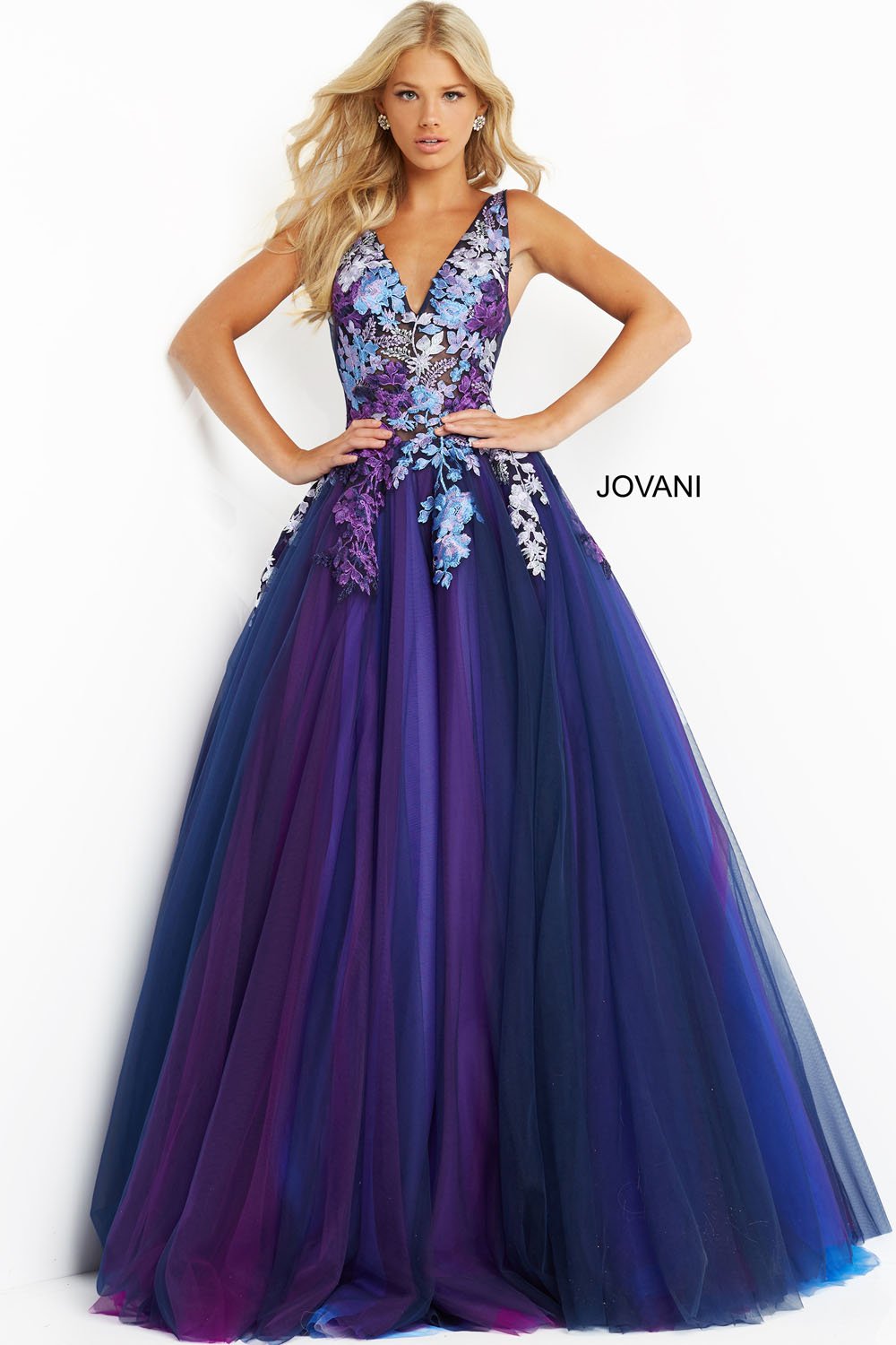 Jovani 06807 prom dress images.  Jovani 06807 is available in these colors: Navy Multi.